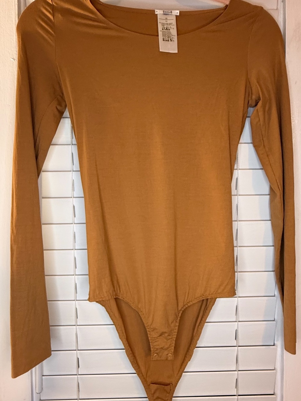 Wolford Long Sleeve XS One-Piece Bodysuit - light mustard brown
